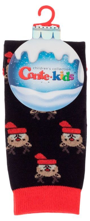 Носки детские новогодние Conte Kids черные, р.22-24