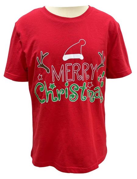 Футболка для девочки новогодняя красная, р 116-164