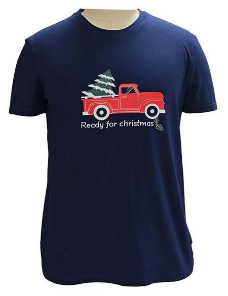 Футболка мужская новогодняя синяя, р. M-3XL