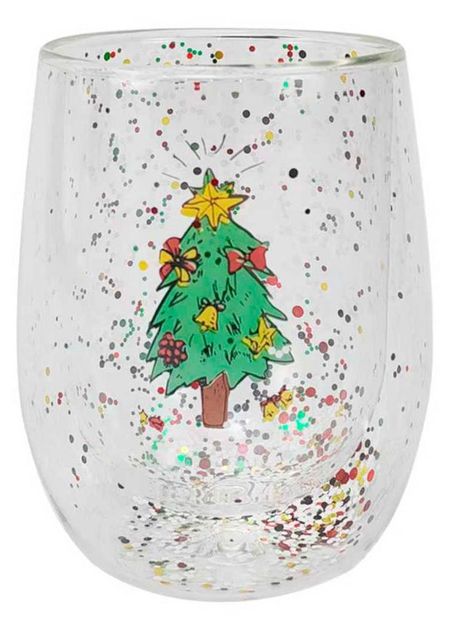 Кружка Actuel Вокруг света Елочка стеклянная с двойными стенками, 320 мл