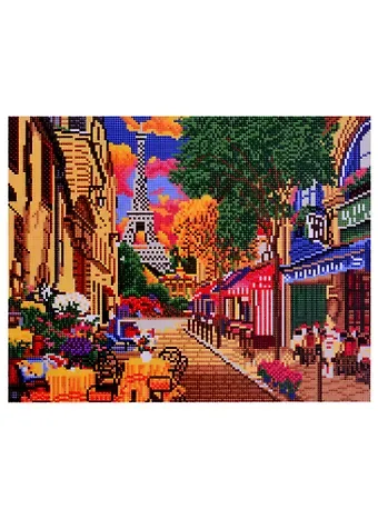 Алмазная мозаика на подрамнике Уютная улица Парижа (AS4039) (40х50см) (30цв.) (коробка)