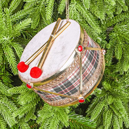 Декор на ёлку James arts барабан белый 17х17х11 см