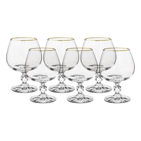 Набор рюмок для бренди Crystalite Bohemia Sterna отводка золото 250 мл 6 шт