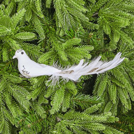 Декоративное украшение для ёлки Yiwu E-commerce птица белая 20х5,5 см