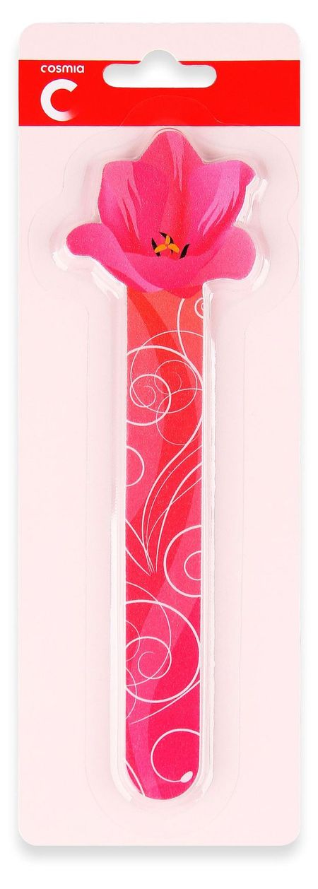 Пилка для ногтей Cosmia с цветком овальная, 1 шт