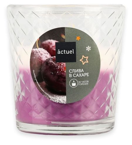 Свеча Actuel с ароматом Слива в сахаре в стакане, 30 ч