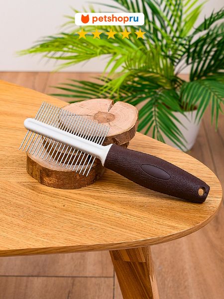 Груминг, косметика PETSHOP Расческа для кошек и собак двусторонняя 