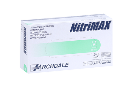 Перчатки ARCHDALE Nitrimax нитрил/смотровые/неопудр/нестерил M, 50 шт, пара зеленые