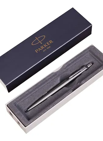 Ручка шариковая Parker, Jotter Premium Oxford Grey Pinstripe CT, подарочная синяя