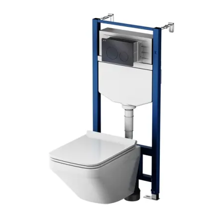 Комплект инсталляция и унитаз AM.PM Drive безободковый клавиша черная матовая