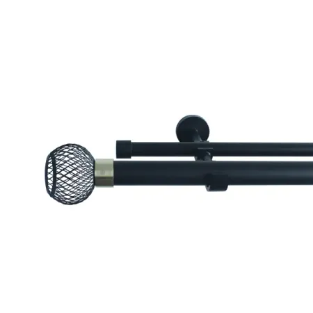 Настенный карниз раздвижной двухрядный Glama 200-360 см металл цвет черный