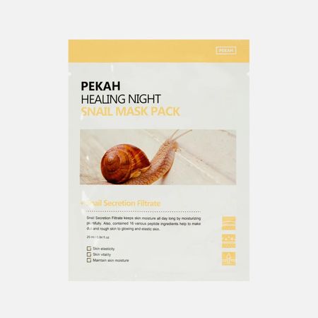 Маска тканевая Pekah Healing night вечерняя омолаживающая с муцином улитки 25 мл маска для сна мордочка с объемными прищуренными глазами плюш пакет 12 37132 202505 s50 lafilaf