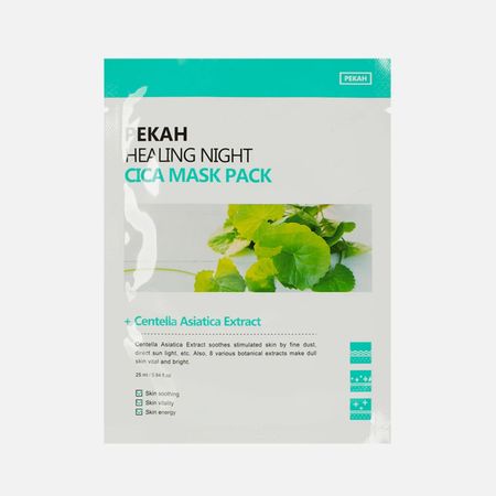 Маска тканевая Pekah Healing night вечерняя успокаивающая с экстрактом центеллы 25 мл маска для сна мордочка с объемными прищуренными глазами плюш пакет 12 37132 202505 s50 lafilaf