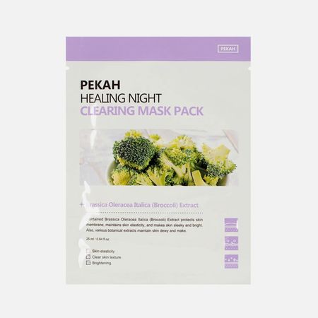 Маска тканевая Pekah Healing night вечерняя очищающая с экстрактом брокколи 25 мл