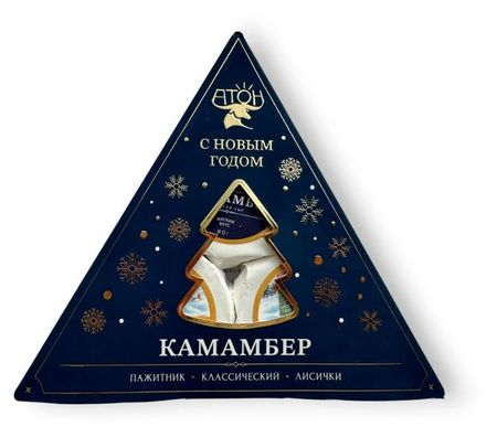 Набор мягкого сыра Камамбер Атон классический с пажитником с лисичками БЗМЖ, 240 г
