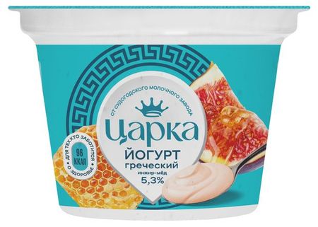 Йогурт греческий Царка инженер мед 5,3% БЗМЖ, 18О г