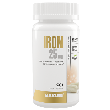 Железо (бисглицинат хелат) 25 мг Maxler, 90 вегетарианских капсул