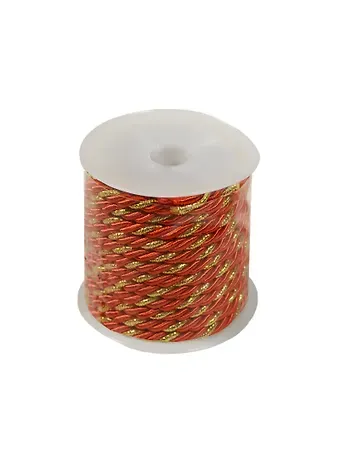 Шнур декоративный на пластиковой бобине 3мкрасно-золотой