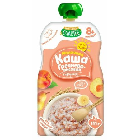Каша молочная Маленькое Счастье гречнево-рисовая, фруктовая 111 г
