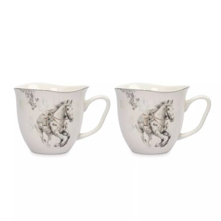 Набор кружек Anna Lafarg конь 2 шт 320 мл белая с серебряным