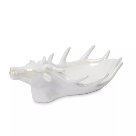 Блюдо Anna Lafarg олень 26х16х10 см белое перламутр