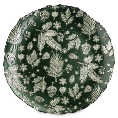 Блюдо Anna Lafarg еловые ветки 33 см стекло зеленое