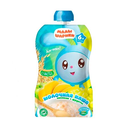 Каша молочная Малышарики овсяная, фрукты 111 г кто живет на ферме малышарики