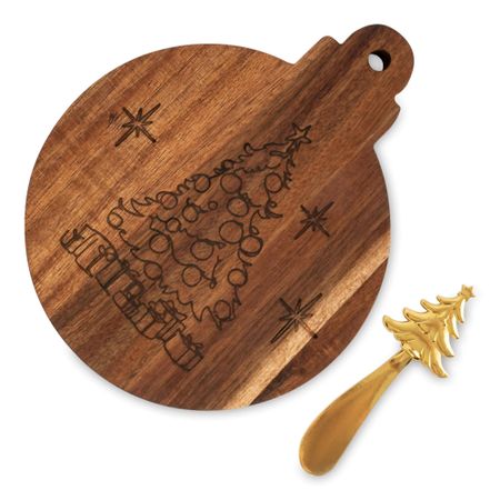 Набор для сыра Anna Lafarg золотистый новогодний шар 2 предмета нож для сыра-12 см, доска для нарезки и подачи сыра - 20x16 см