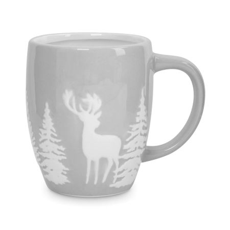 Кружка Anna Lafarg олень в лесу 360 мл серо-белая