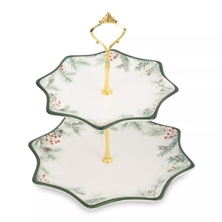 Этажерка для пирожных Anna Lafarg еловые ветки 2 яруса 25х20/24 см