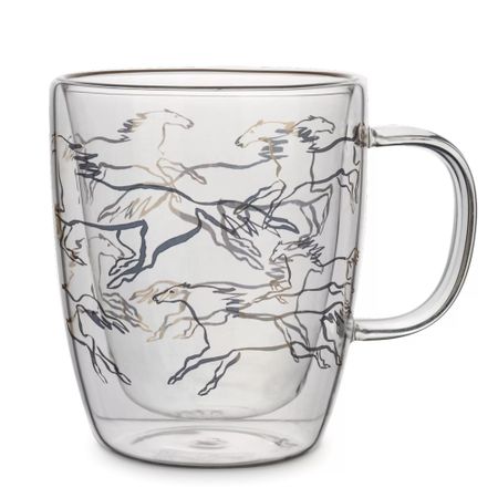Кружка с двойными стенками Anna Lafarg кони wind-horse 370 мл золотистая