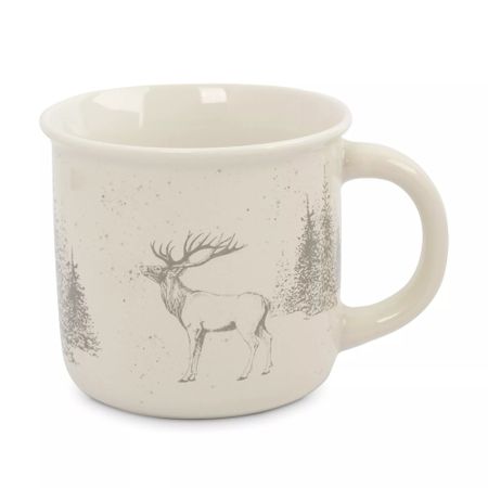 Кружка Anna Lafarg олень в лесу 370 мл бело-серая