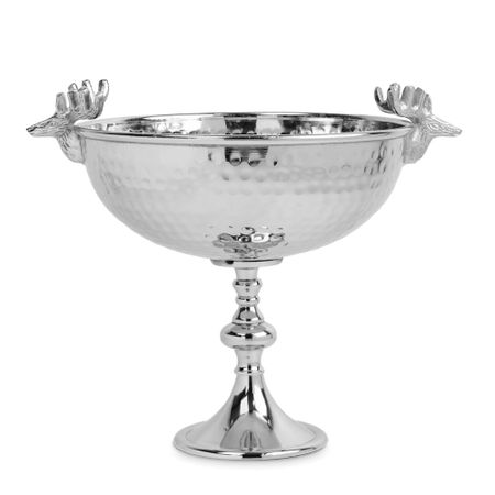 Блюдо на ножке Anna Lafarg олени maral grey металл 26х32 см