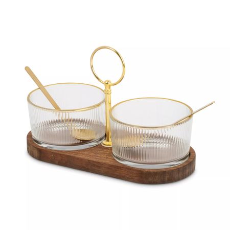 Набор Anna Lafarg sonnet вазочки для джема 2шт+ложки золотые