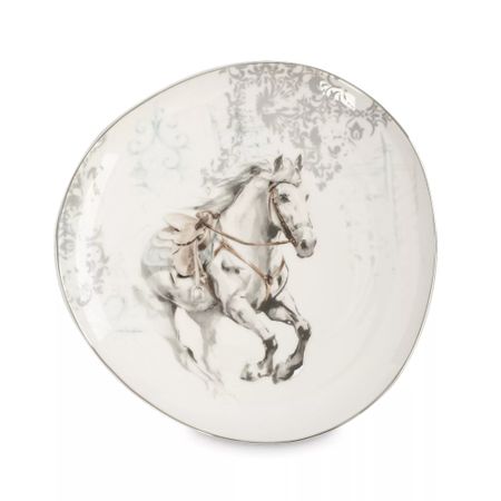 Тарелка закусочная Anna Lafarg конь 21 см белая с серебом