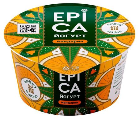 Йогурт густой EPICA Мандарин 4.8% БЗМЖ, 130 г