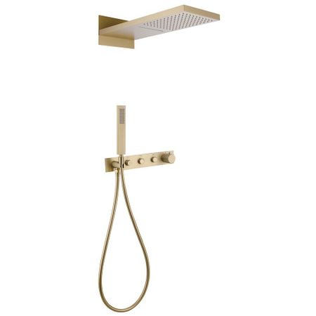Душевая система Abber Rund встраиваемая с верхним душем с лейкой со смесителем золото матовое (AF8752G)