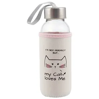 Бутылка в чехле с цветом My cat loves me (стекло) (300мл)