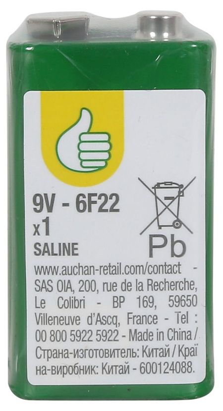 Батарейка солевая Pouce 9V, 1 шт