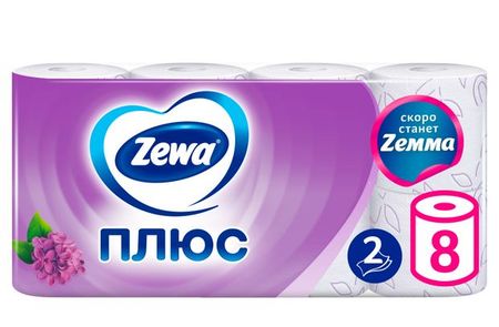 Туалетная бумага Zewa Плюс Сирень, 2 слоя, 8 рулонов
