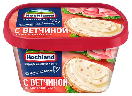 Сыр плавленый с ветчиной Hochland 55% БЗМЖ, 400 г