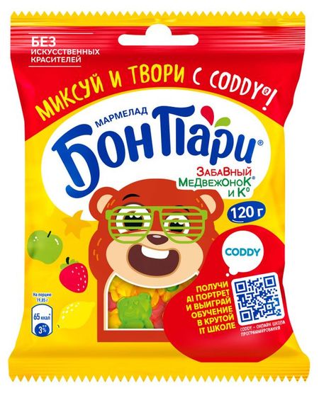 Мармелад жевательный Бон Пари Забавный медвежонок, 120 г