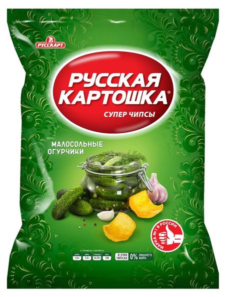 Чипсы картофельные Русская картошка со вкусом малосольных огурцов, 105 г