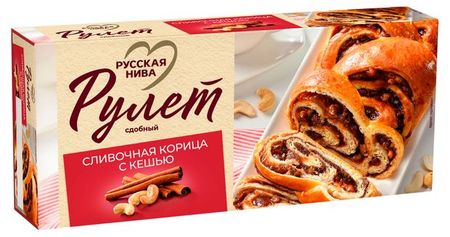 Рулет сдобный Русская Нива Сливочная корица с кешью, 250 г