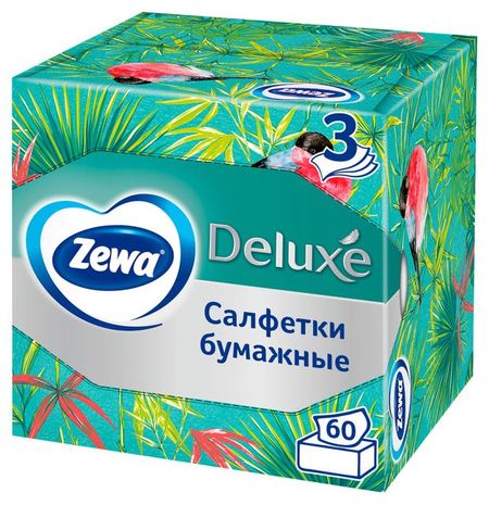 Салфетки бумажные в коробке Zewa Deluxe Арома Коллекция, 3 слоя, 60 шт