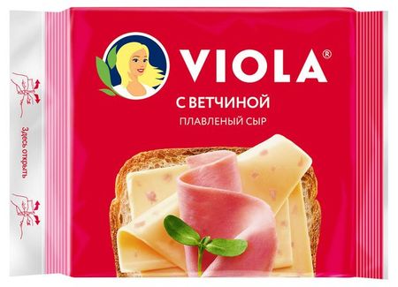 Сыр плавленый тостовый Viola с ветчиной слайсы БЗМЖ, 140 г