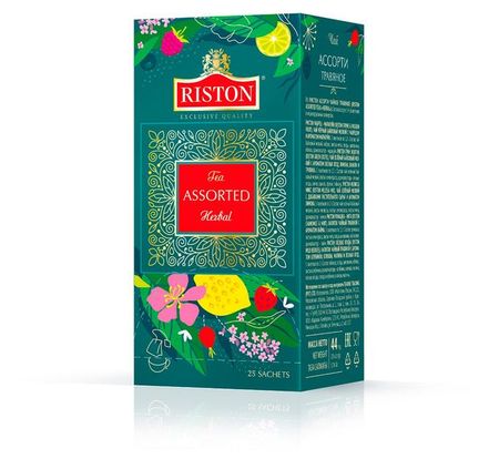 Чайное ассорти RISTON с добавлением трав и фруктов в пакетиках, 25х1,76 г