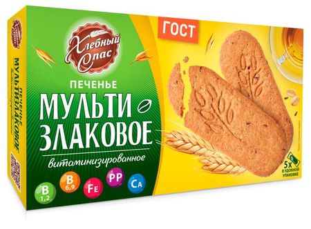 Печенье Хлебный Спас мультизлаковое витаминизированное, 200 г