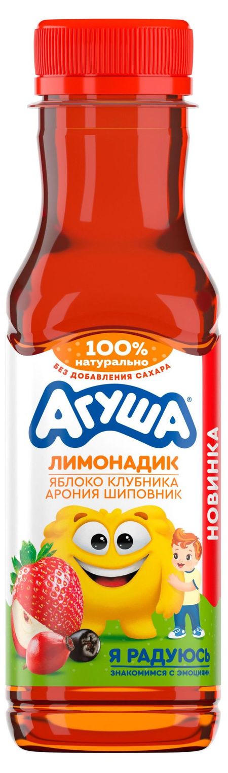 Лимонадик негазированный Агуша с соком фруктов и ягод натуральный без сахара с 3 лет, 300 мл