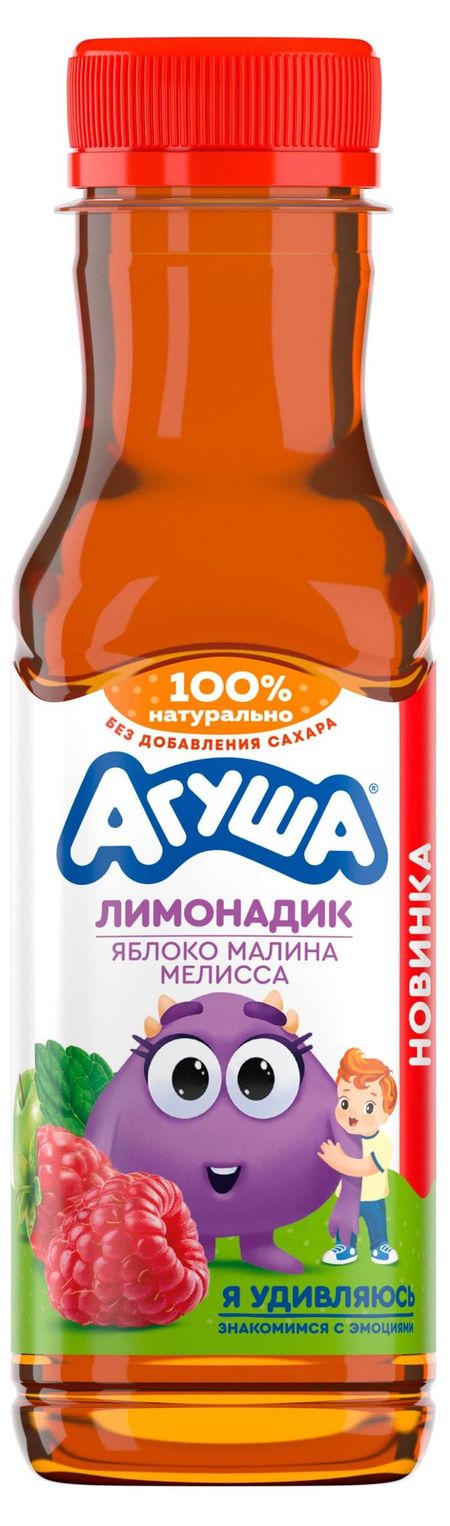 Лимонадик негазированный Агуша для детей с соком фруктов и ягод натуральный без сахара с 3 лет, 300 мл
